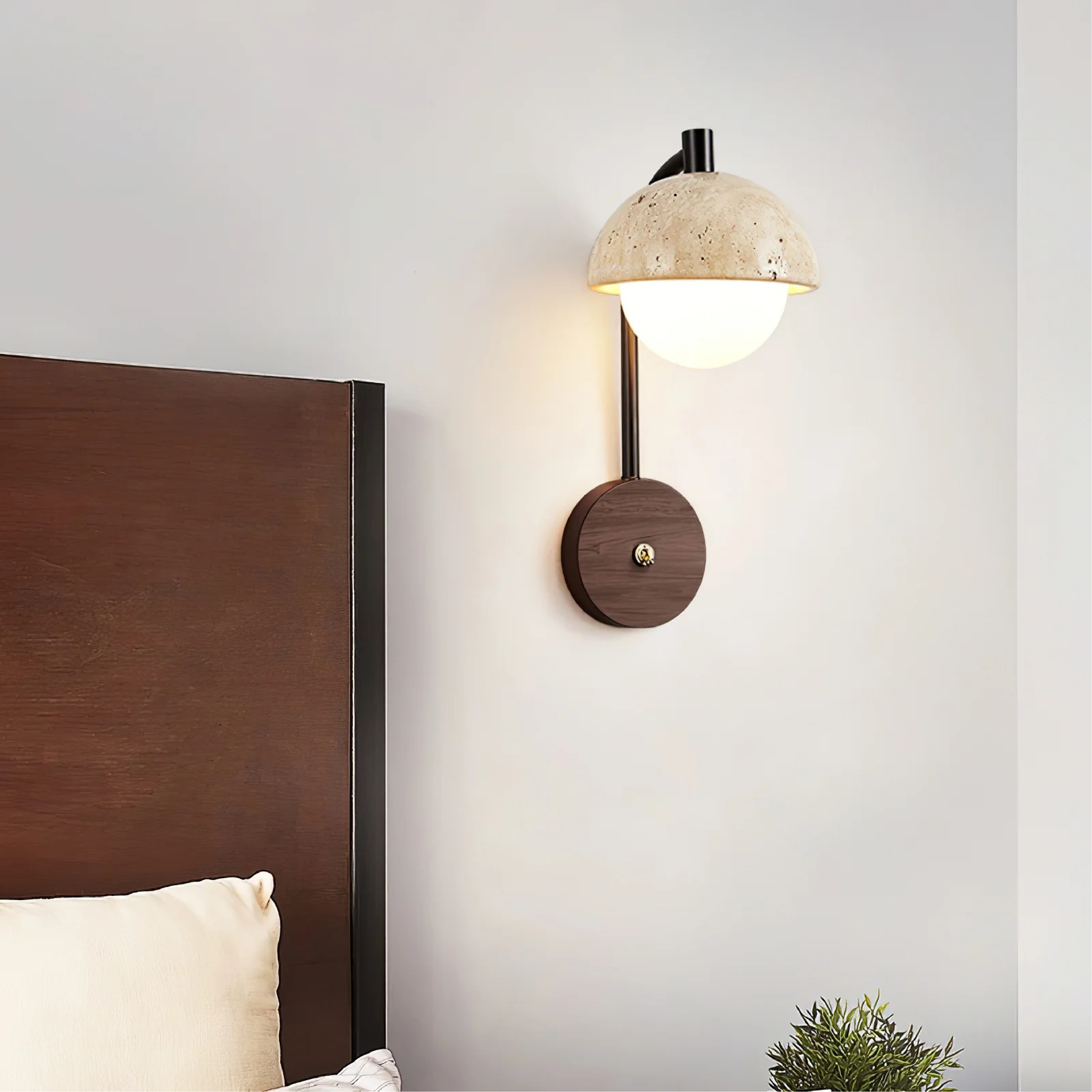 Travertine Half-Dome Wall Lamp