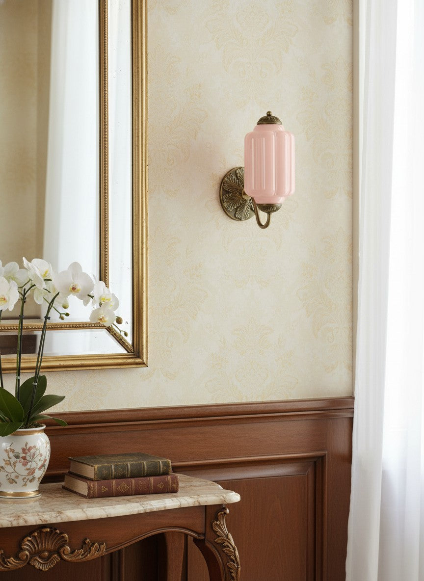Vintage Milk Glass Wall Sconce Light