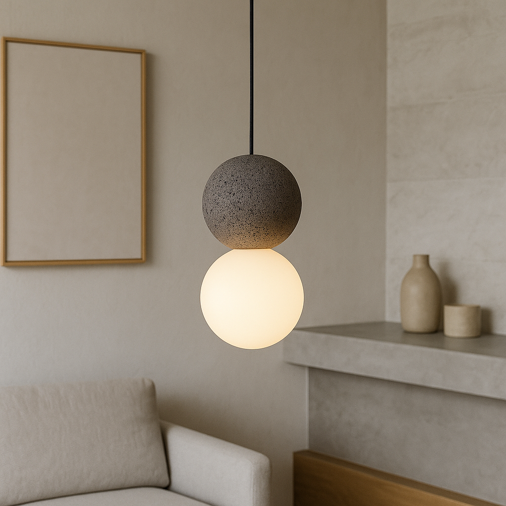 Minimalist Obsidian Stone Pendant Light
