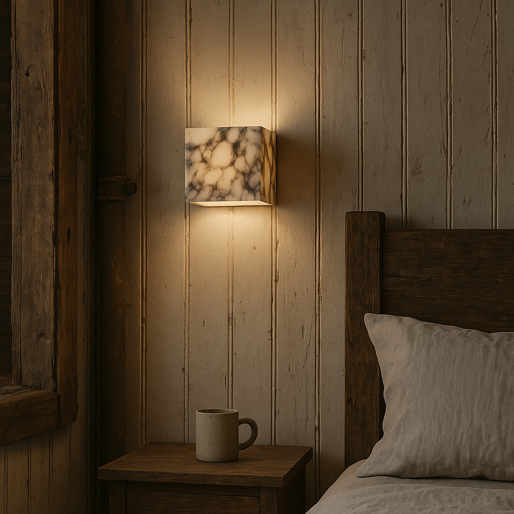 Minimalistisch Marmeren Kubus Wandlicht