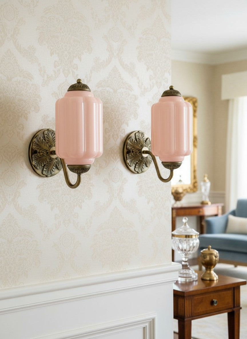 Vintage Milk Glass Wall Sconce Light