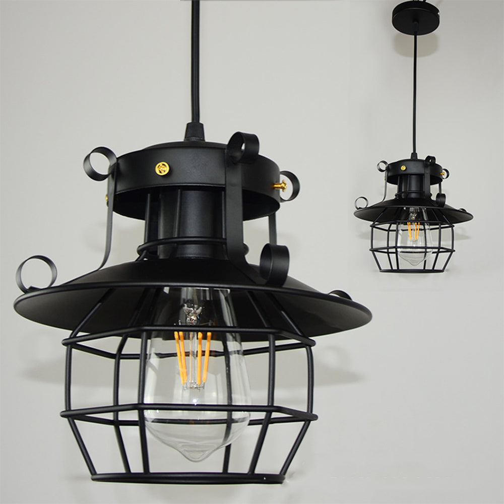 Industrial Pendant Lamp Retro Metal Cage Design