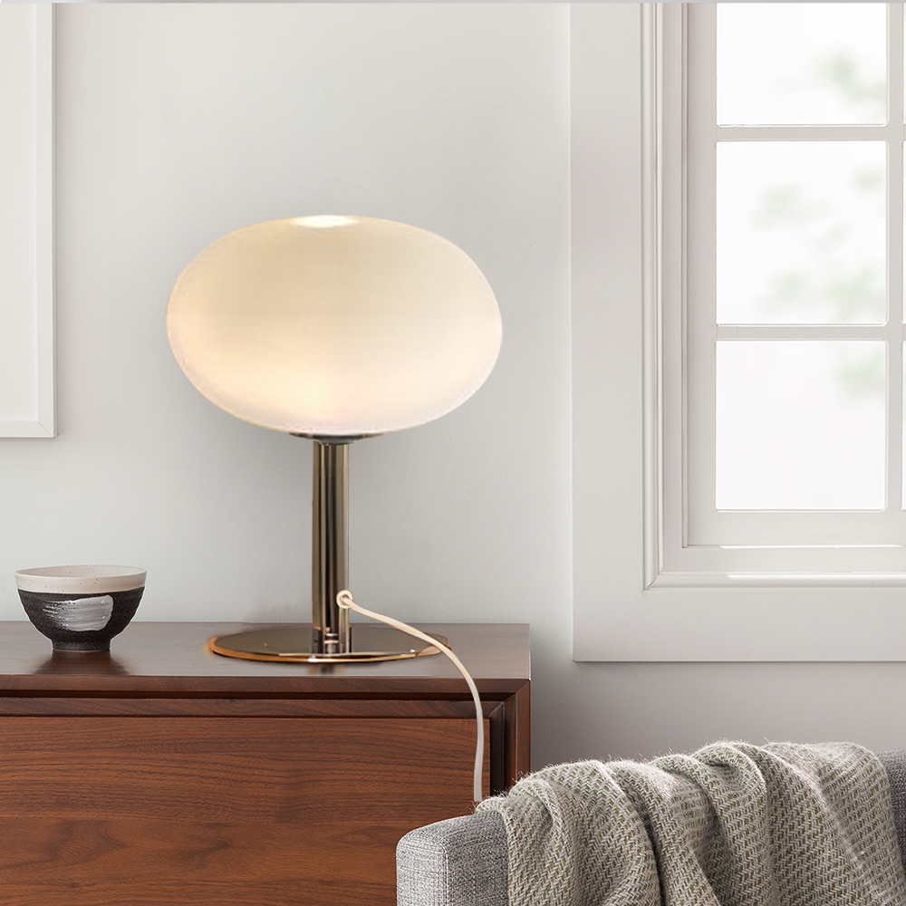 Bauhaus Glass Table Lamp with Dome Shade