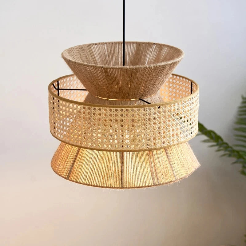 Japanese Woven Rattan Wabi-Sabi Pendant Light