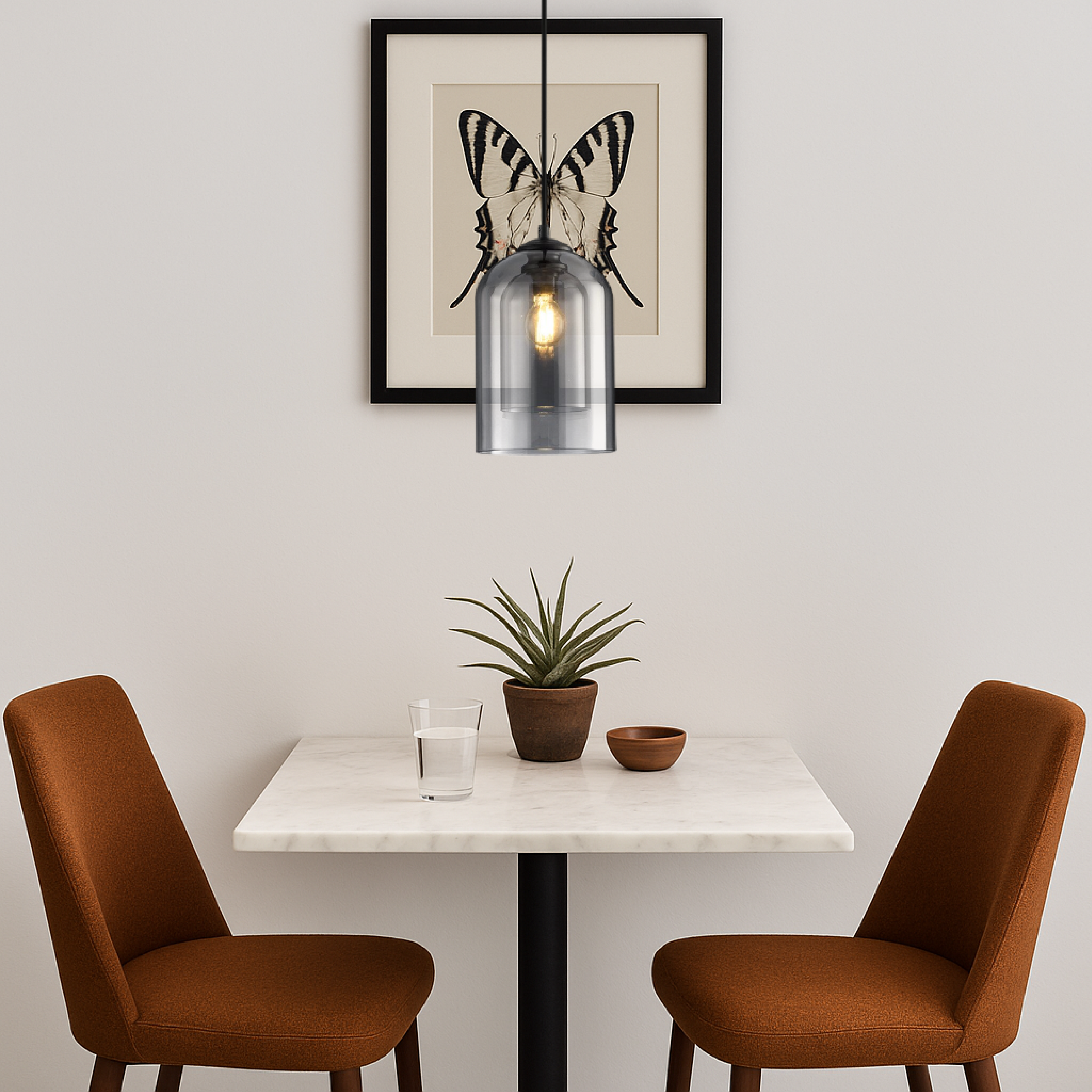 Contemporary Tinted Glass Kitchen Island Pendant