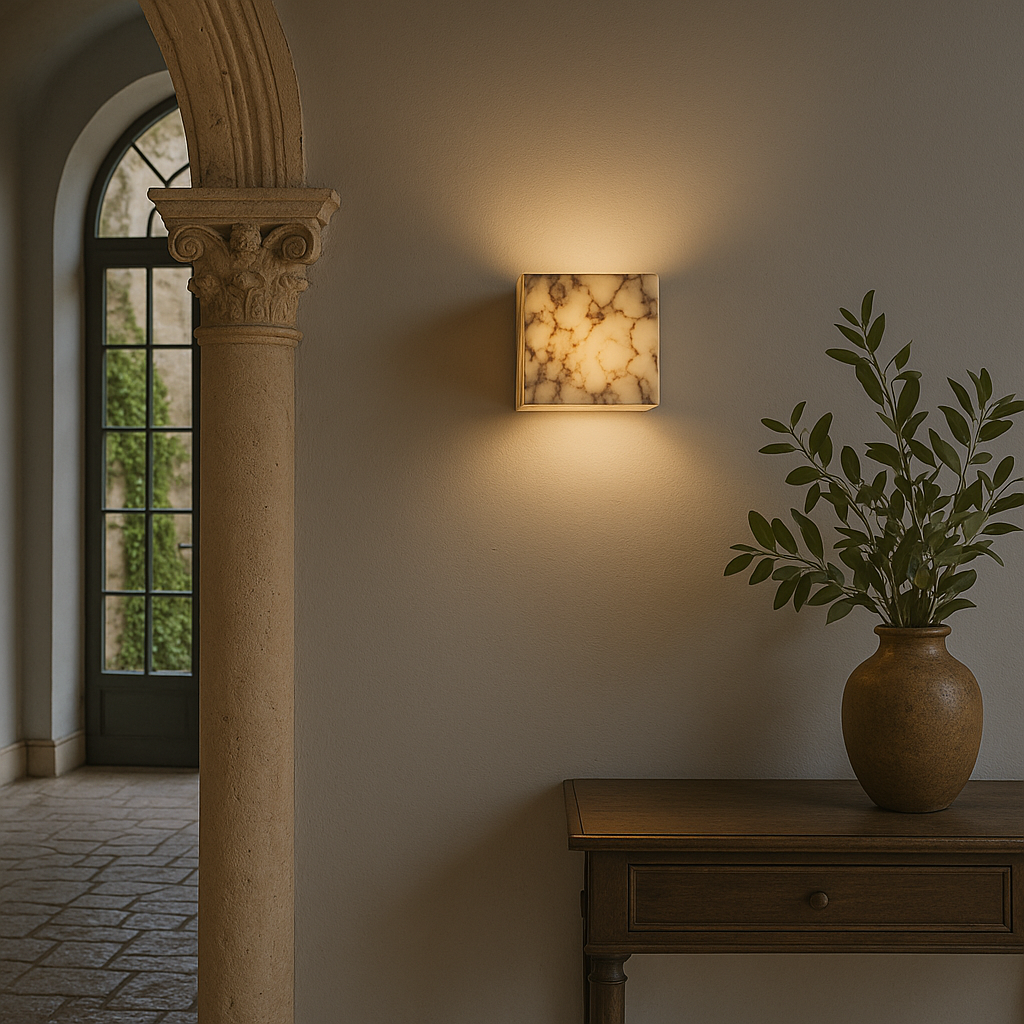 Minimalistisch Marmeren Kubus Wandlicht