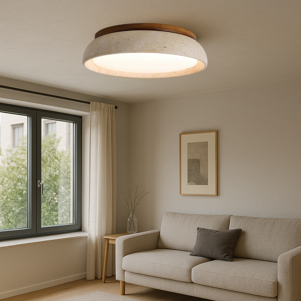 Minimalist Travertine Dome Ceiling Light
