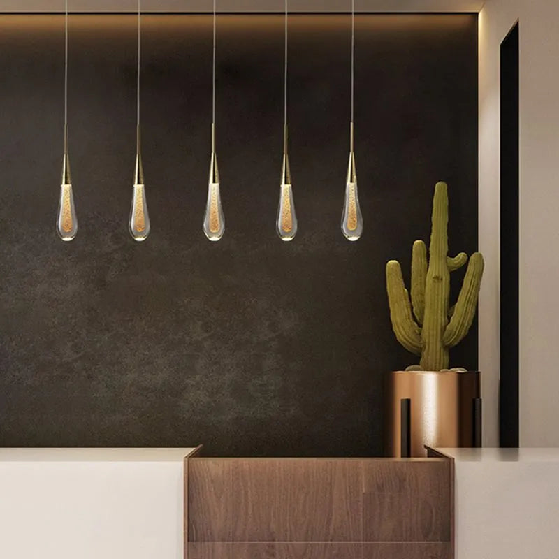 Modern Gold Teardrop Pendant Light Minimalist Hanging Fixture