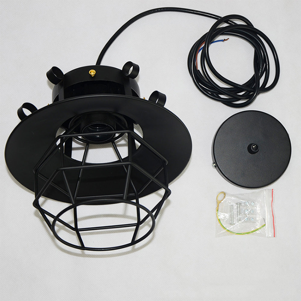 Industrial Pendant Lamp Retro Metal Cage Design