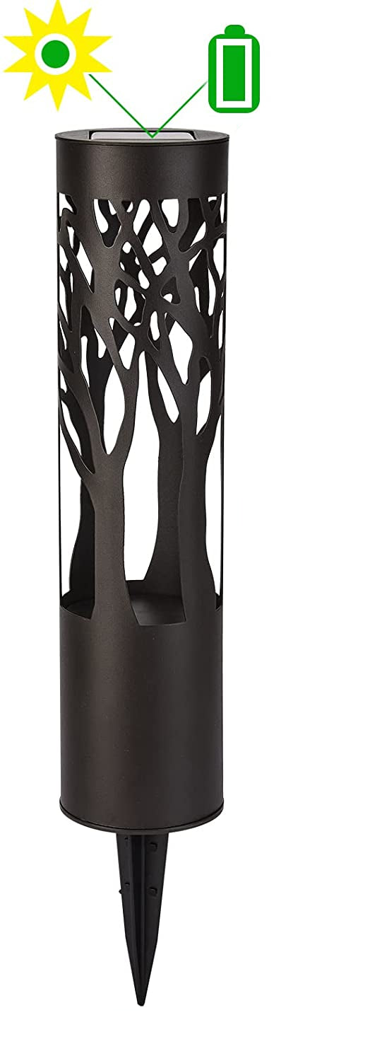 Solar Garden Path Light with Bronze Metal Cylinder Design