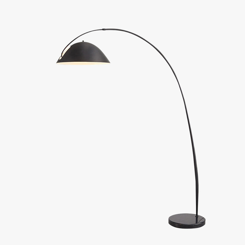 Black Metal Arc Floor Lamp with Round Base
