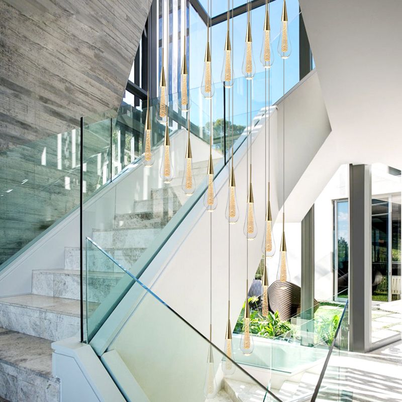 Modern Gold Teardrop Pendant Light Minimalist Hanging Fixture