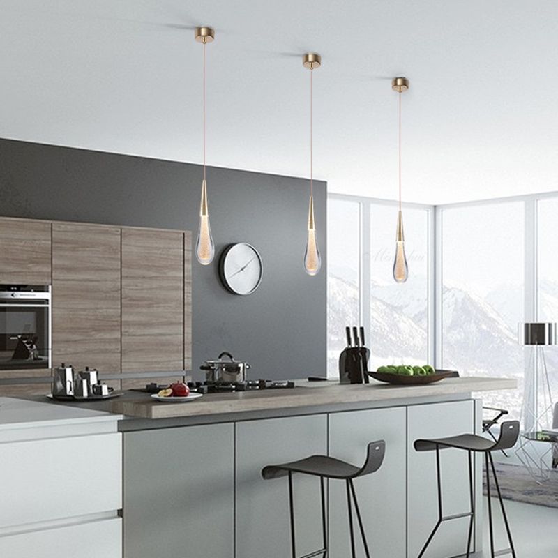 Modern Gold Teardrop Pendant Light Minimalist Hanging Fixture