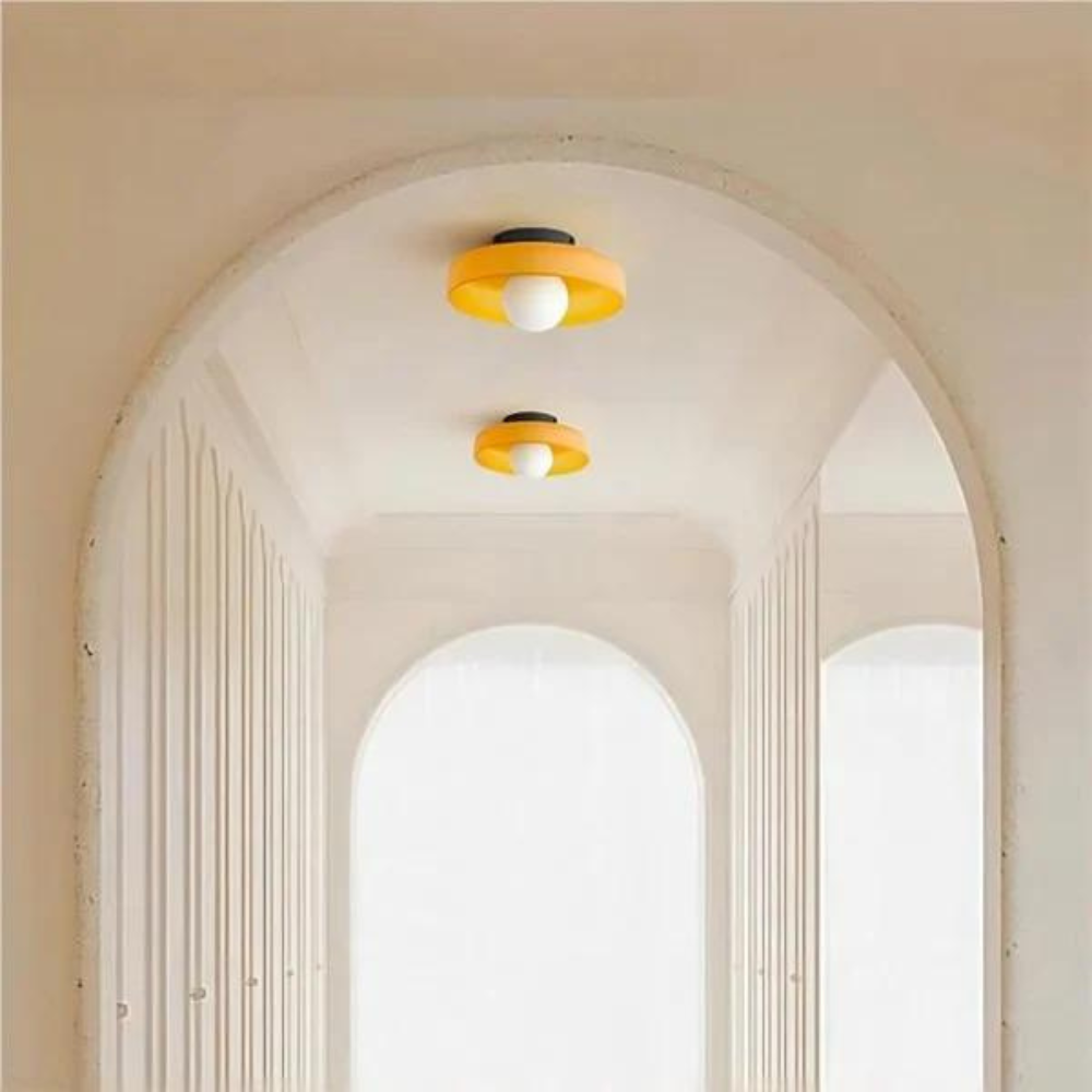 Glass Disc Ceiling and Wall Light with Central Globe