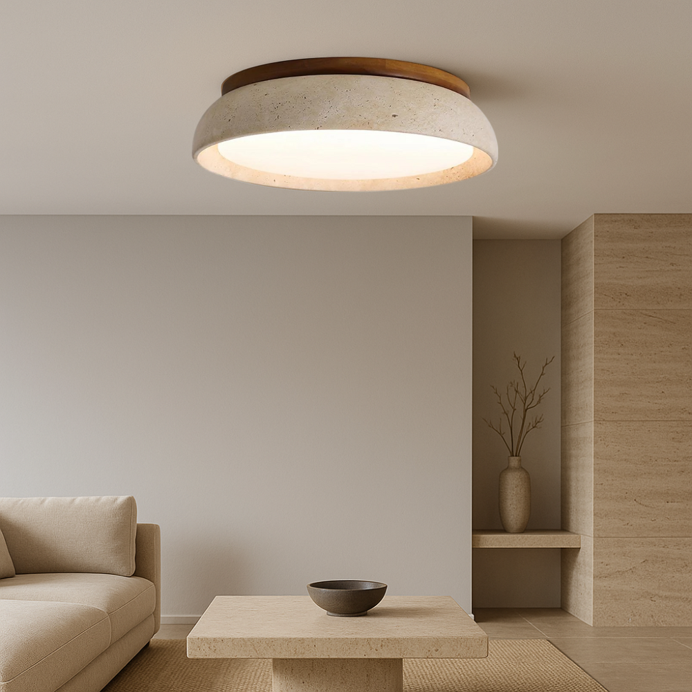 Minimalist Travertine Dome Ceiling Light