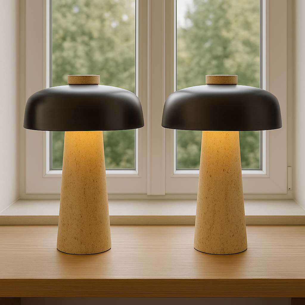 Modern Cork Base Dome Table Lamp