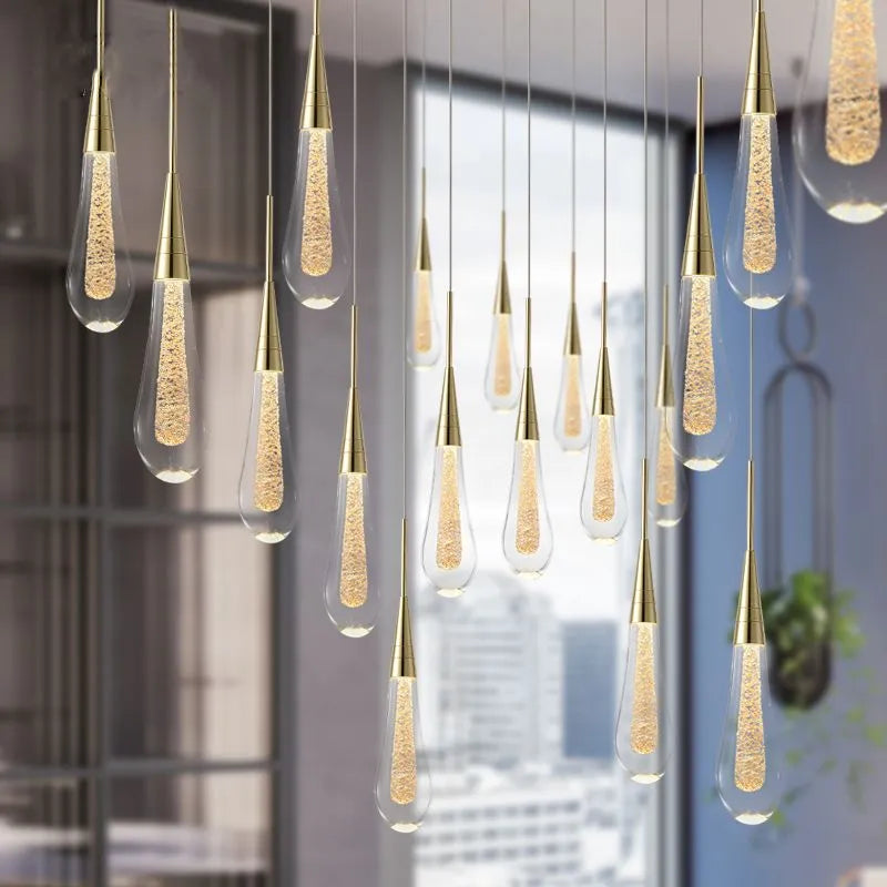 Modern Gold Teardrop Pendant Light Minimalist Hanging Fixture