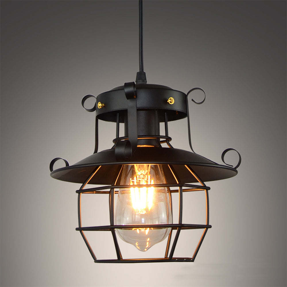Industrial Pendant Lamp Retro Metal Cage Design