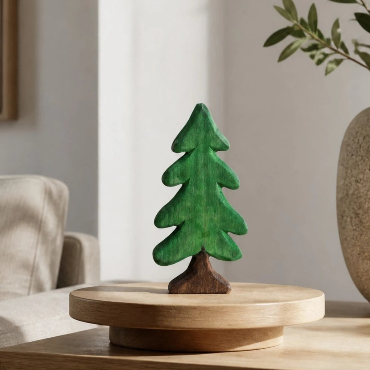 Whimsical Wooden Evergreen Tree Tabletop Decoration