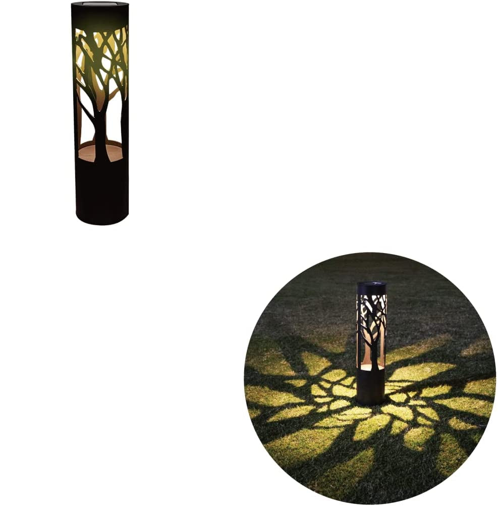 Solar Garden Path Light with Bronze Metal Cylinder Design