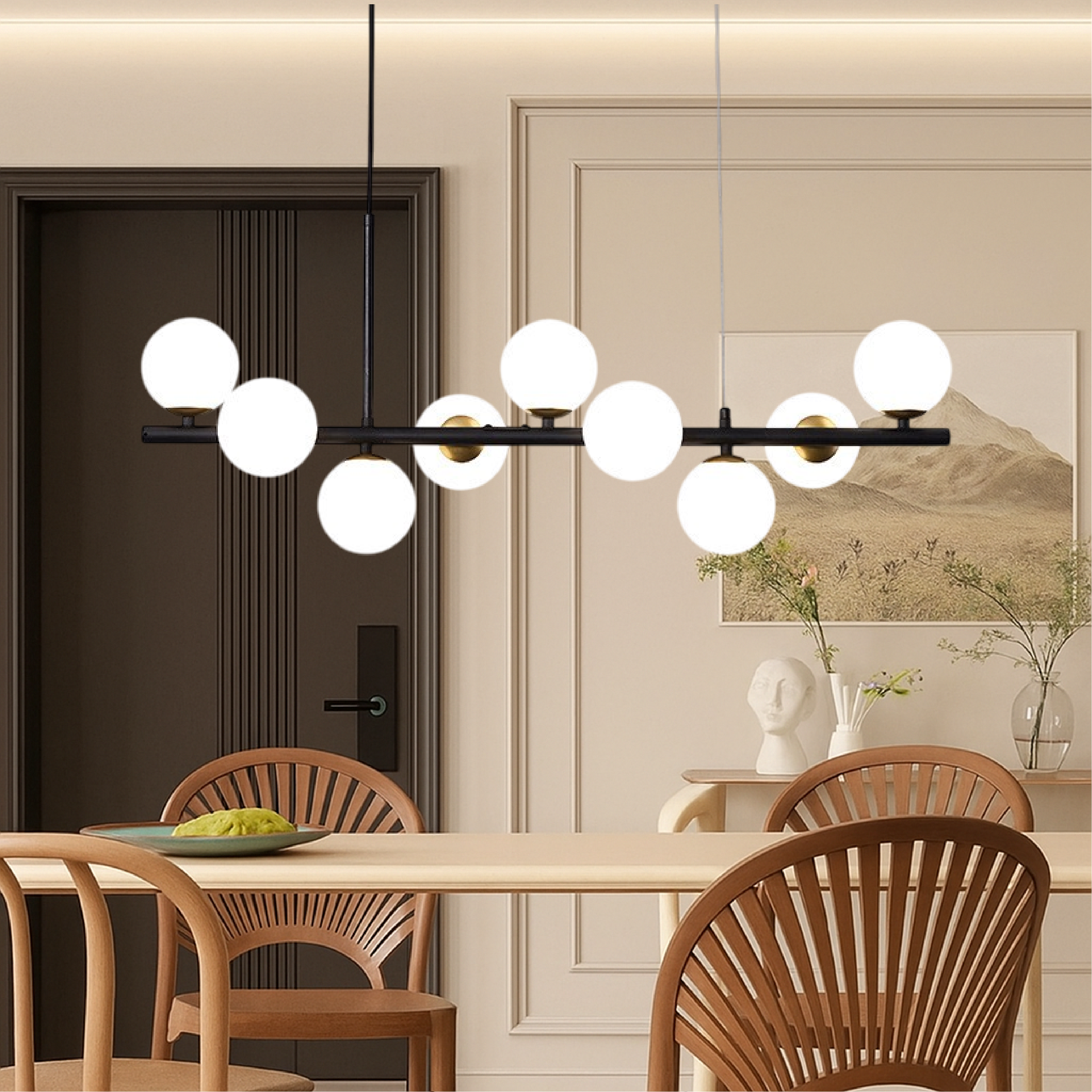 Sleek Dining Room Black Pendant Light