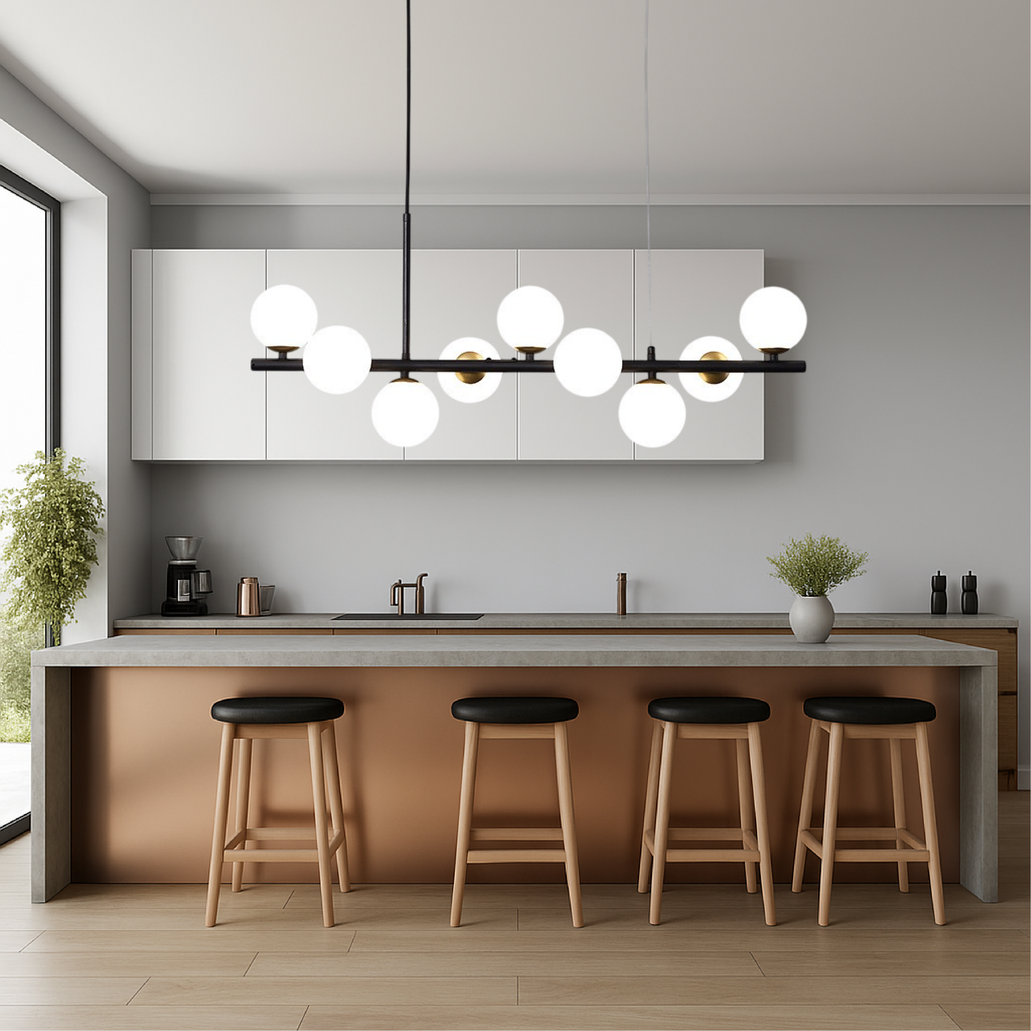 Sleek Dining Room Black Pendant Light