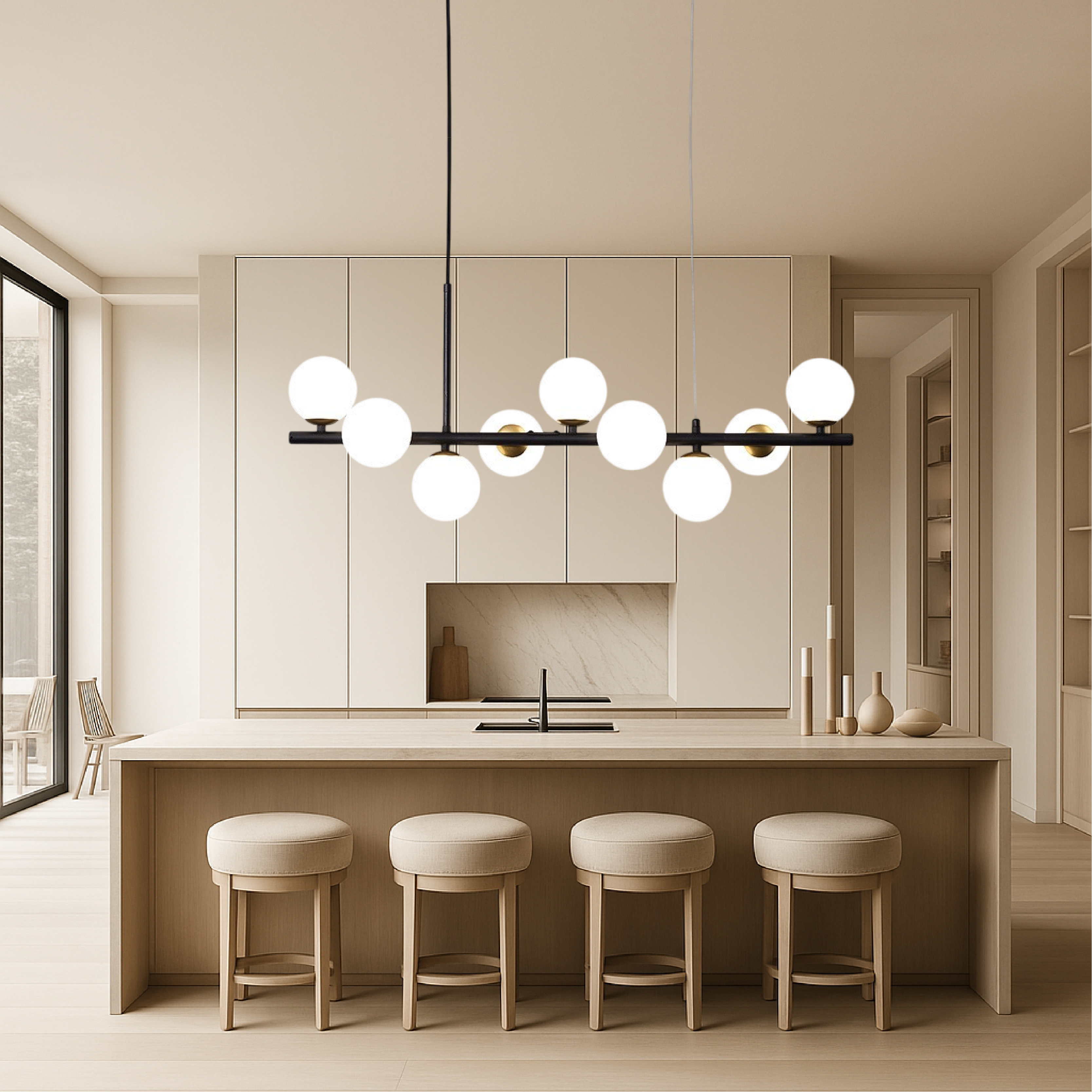 Sleek Dining Room Black Pendant Light