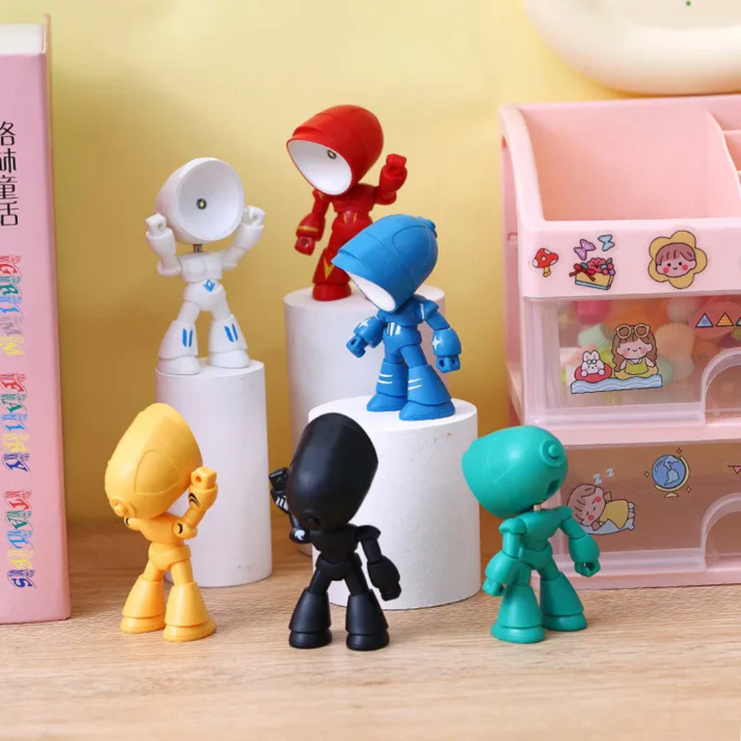 Robot-inspired Figure Plastic LED Table Lamp with Adjustable Head