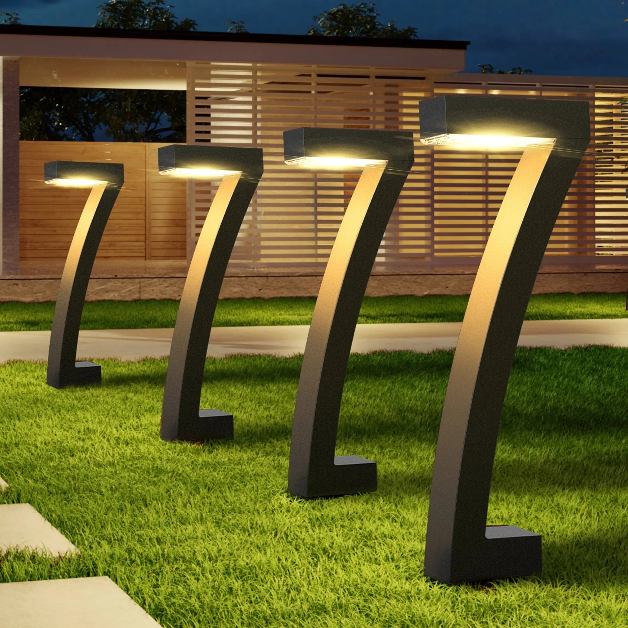 Gebogen metalen LED-tuinafzetpaalverlichting voor buitengebruik