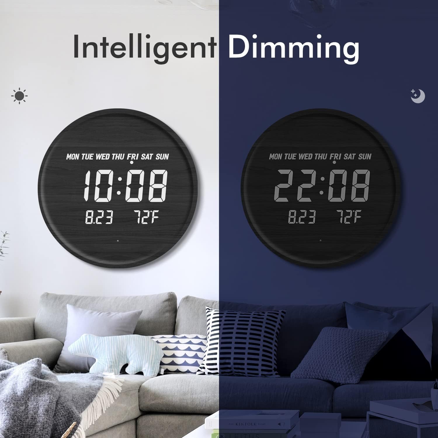 Scandinavian Digital Wall Clock With LED Display And USB Power