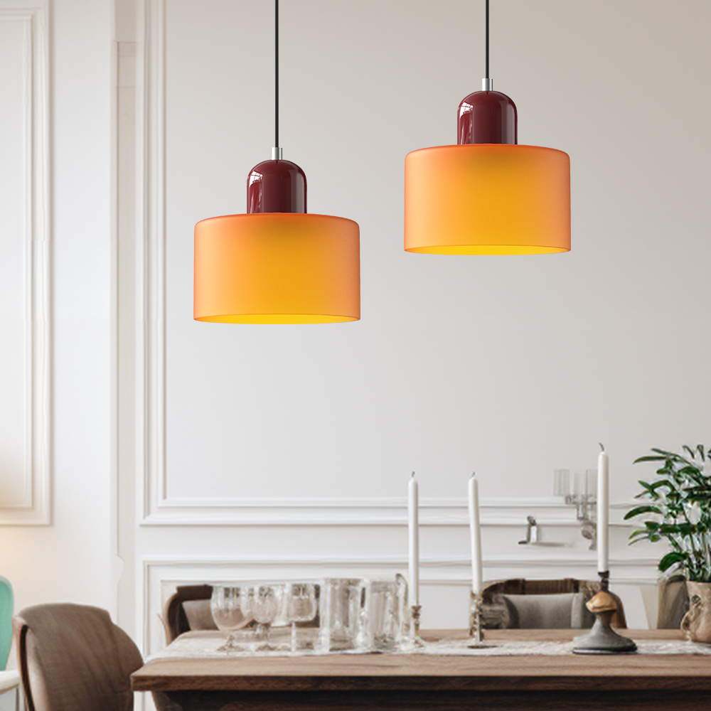Coloured glass Bauhaus pendant light