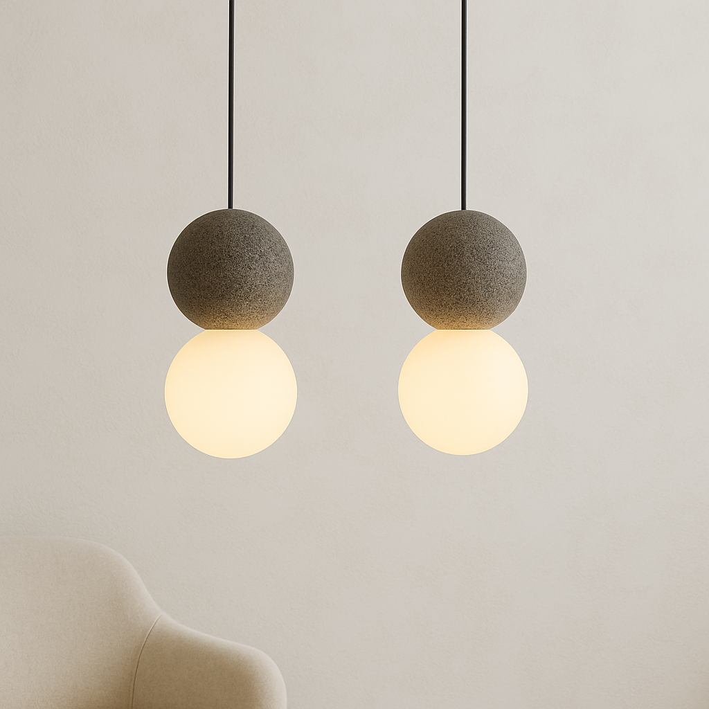 Minimalist Obsidian Stone Pendant Light