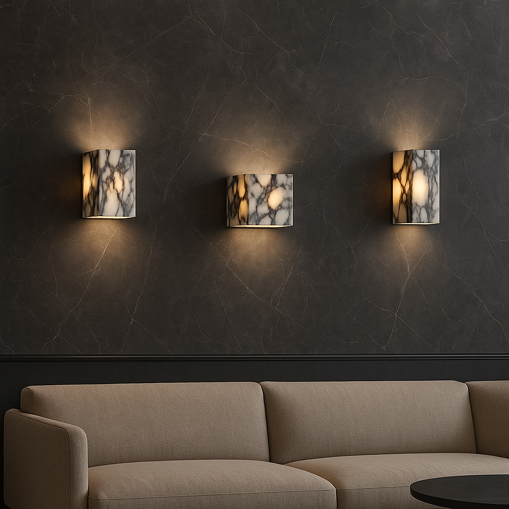 Minimalistisch Marmeren Kubus Wandlicht