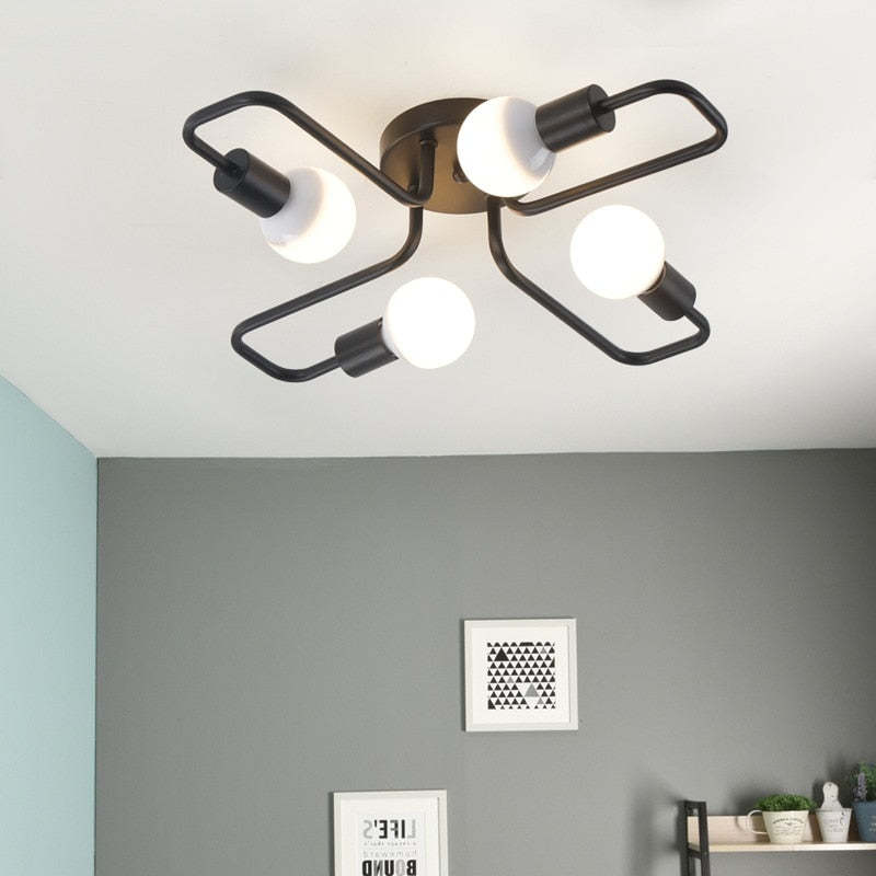 Industrial Black Ceiling Light Modern Multi Arm Sputnik Lamp