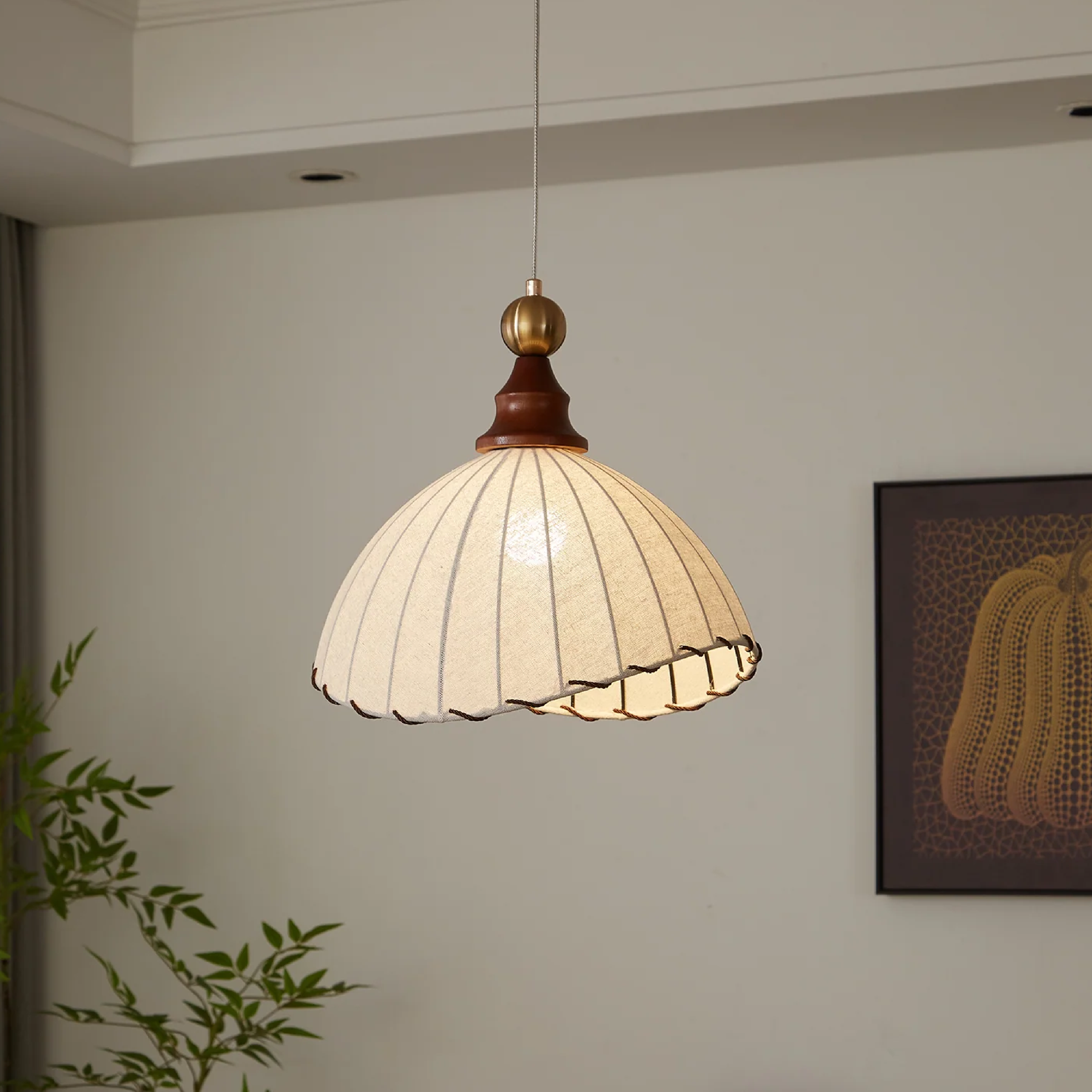 Vintage Pleated Fabric Pendant Lamp