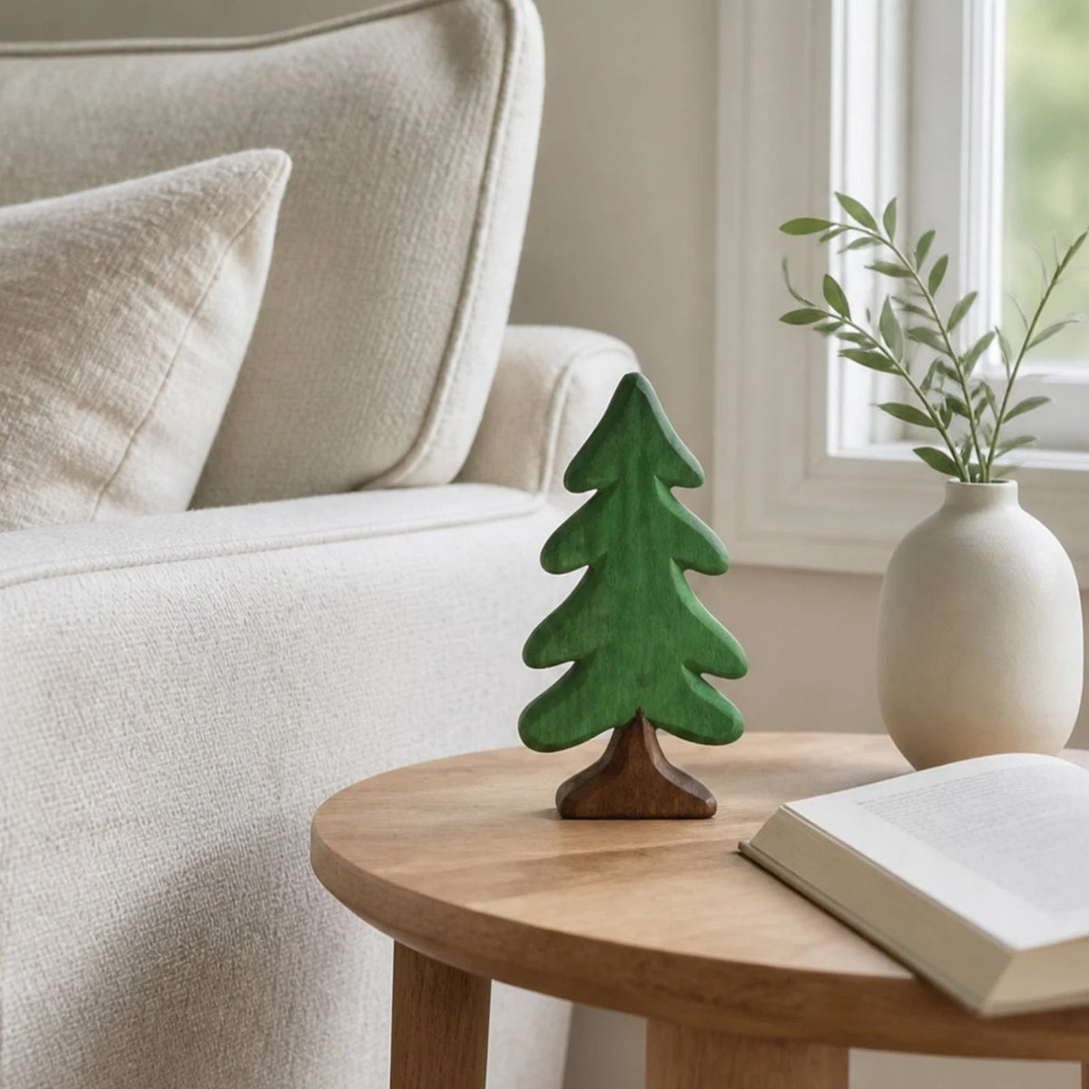 Whimsical Wooden Evergreen Tree Tabletop Decoration