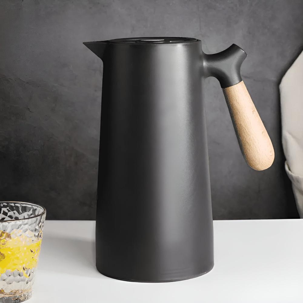 Insulated Thermal Carafe with Wooden Handle Coffee Pot
