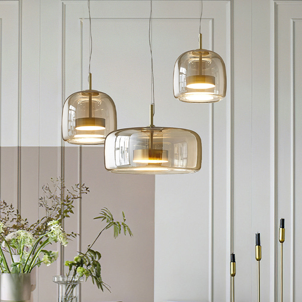 Round Clear Glass Pendant Lamp with Brass Fitting