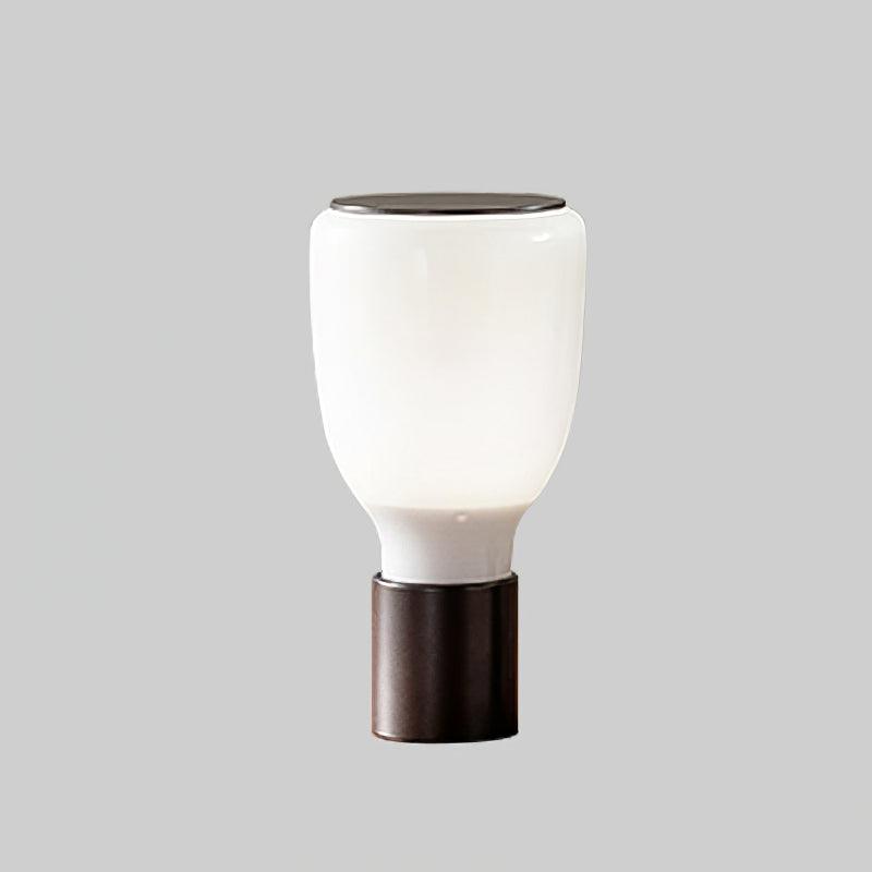 Glass Table Lamp with Cylindrical Shade and Black Base