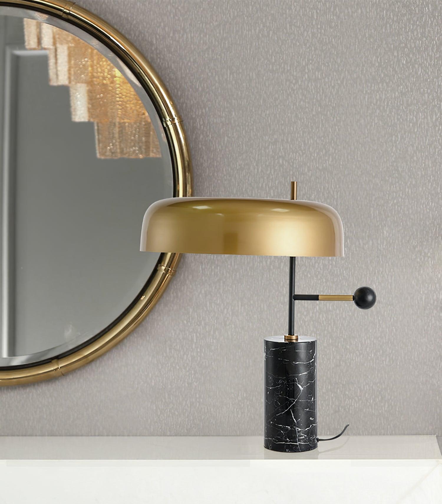 Marble Base Table Lamp with Metal Shade