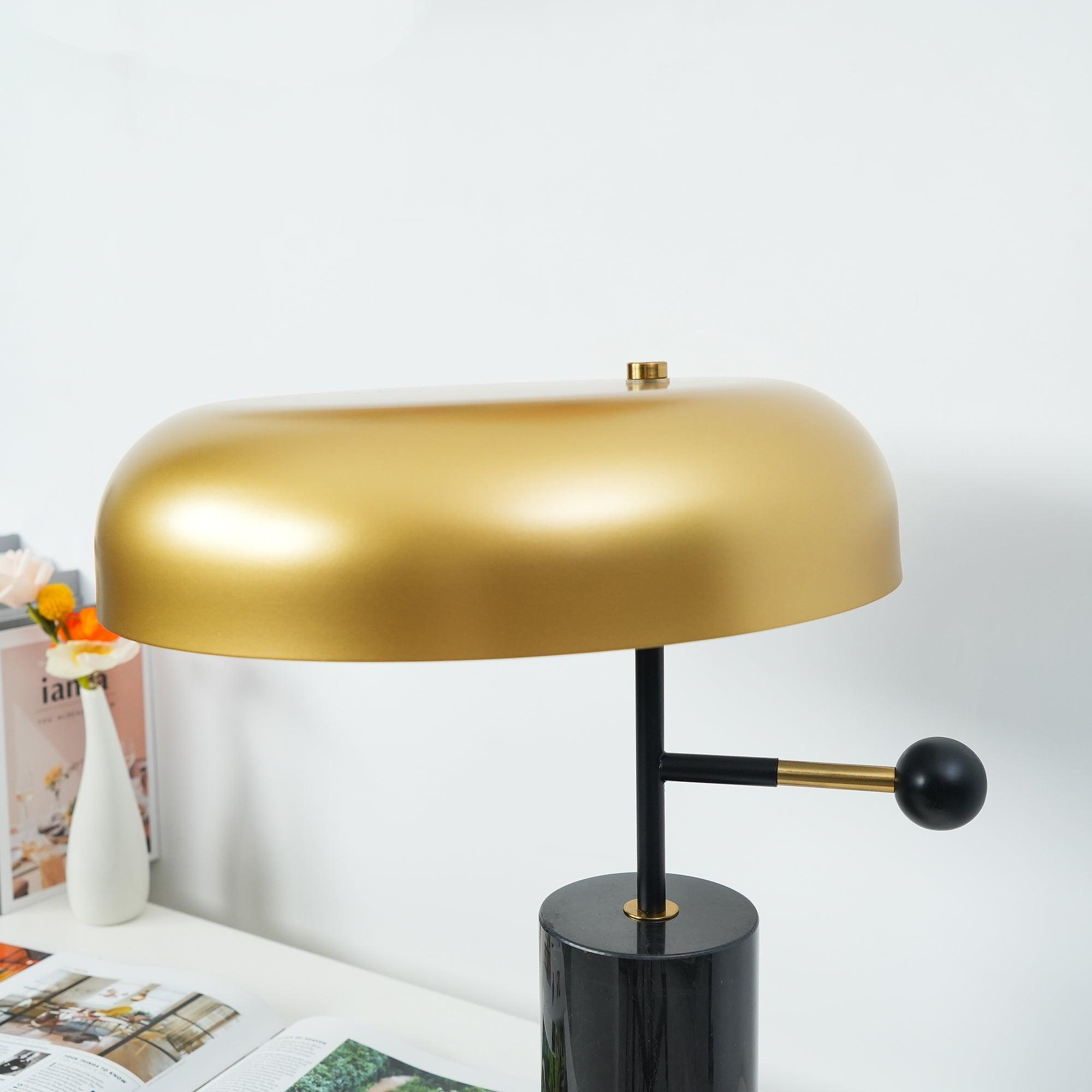 Marble Base Table Lamp with Metal Shade