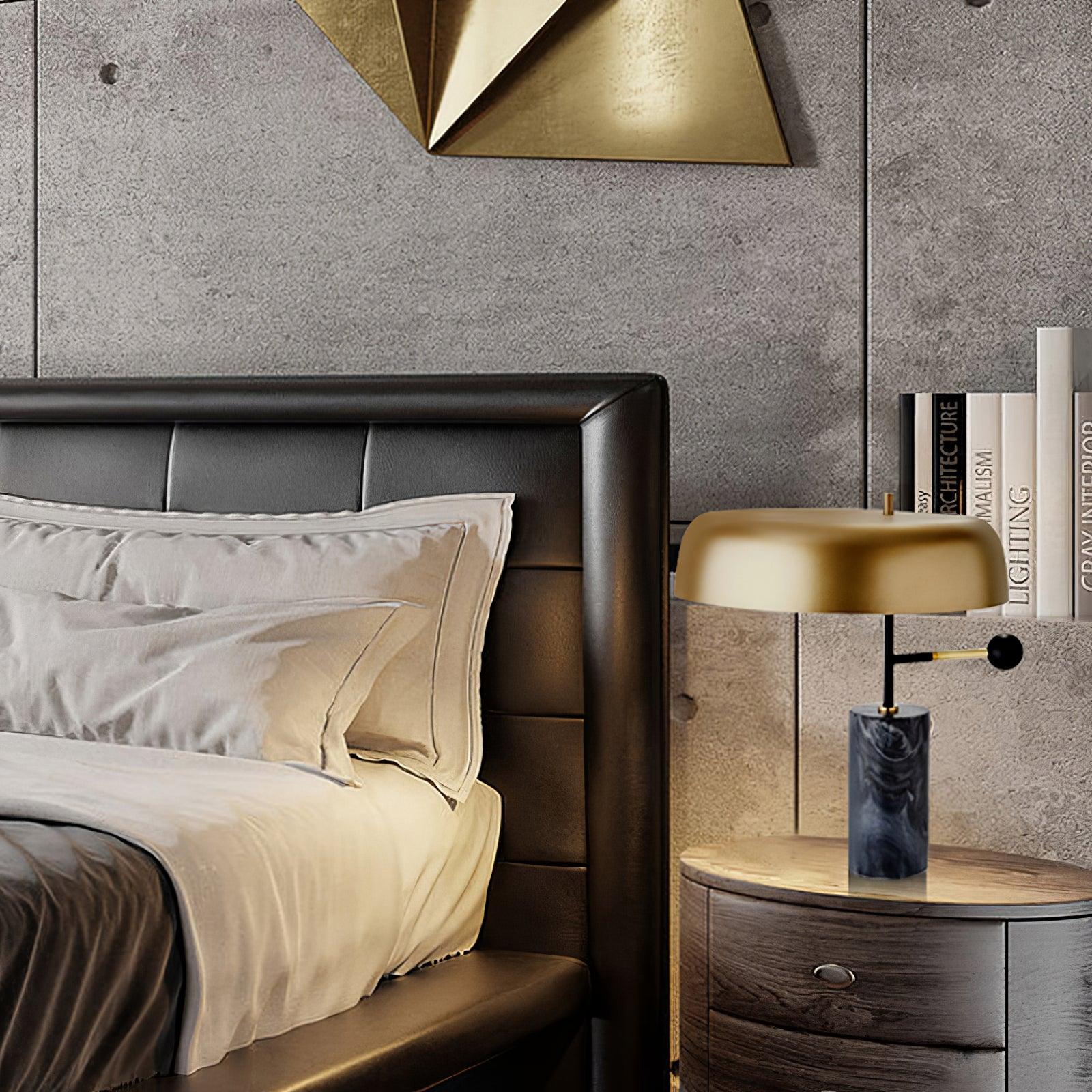 Marble Base Table Lamp with Metal Shade