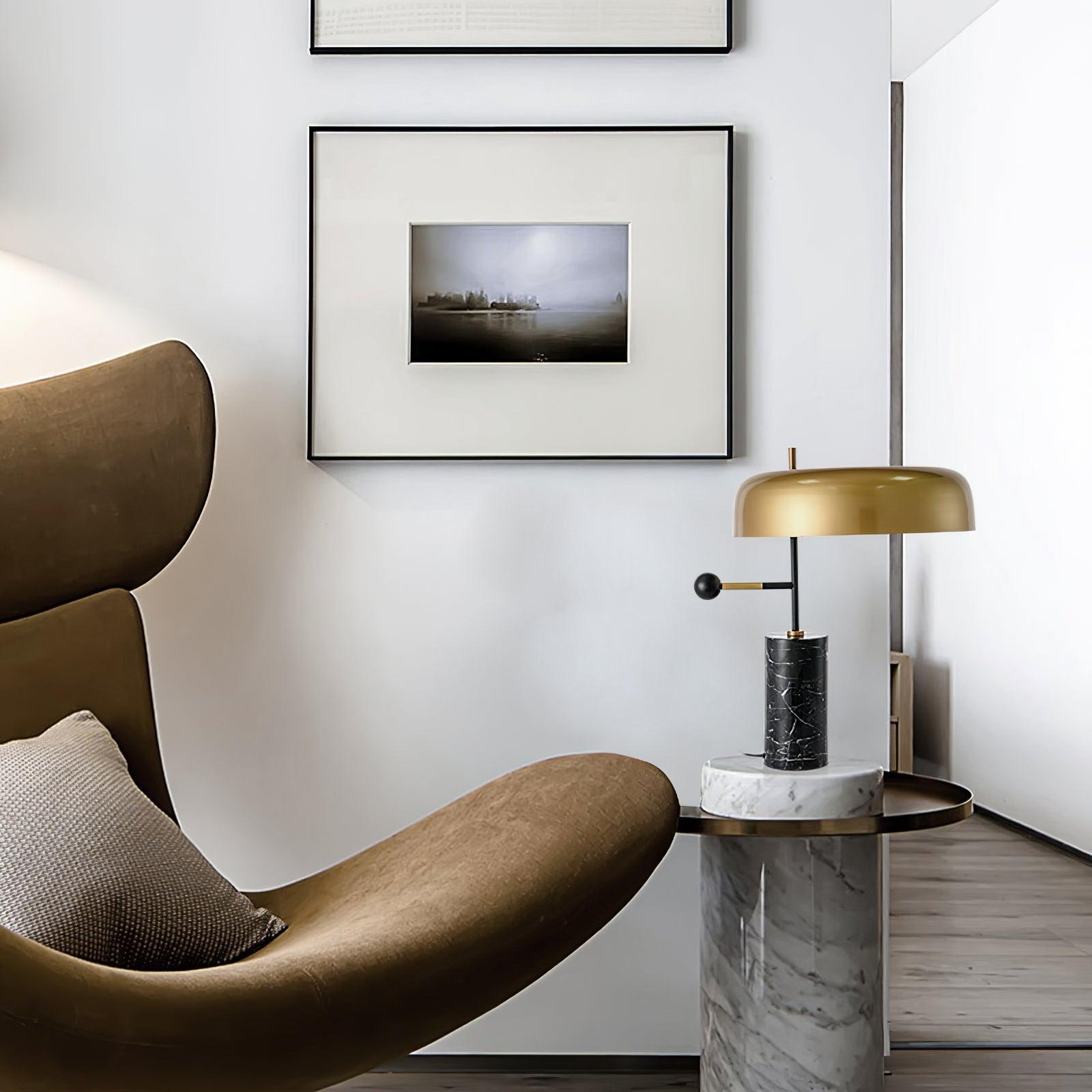 Marble Base Table Lamp with Metal Shade