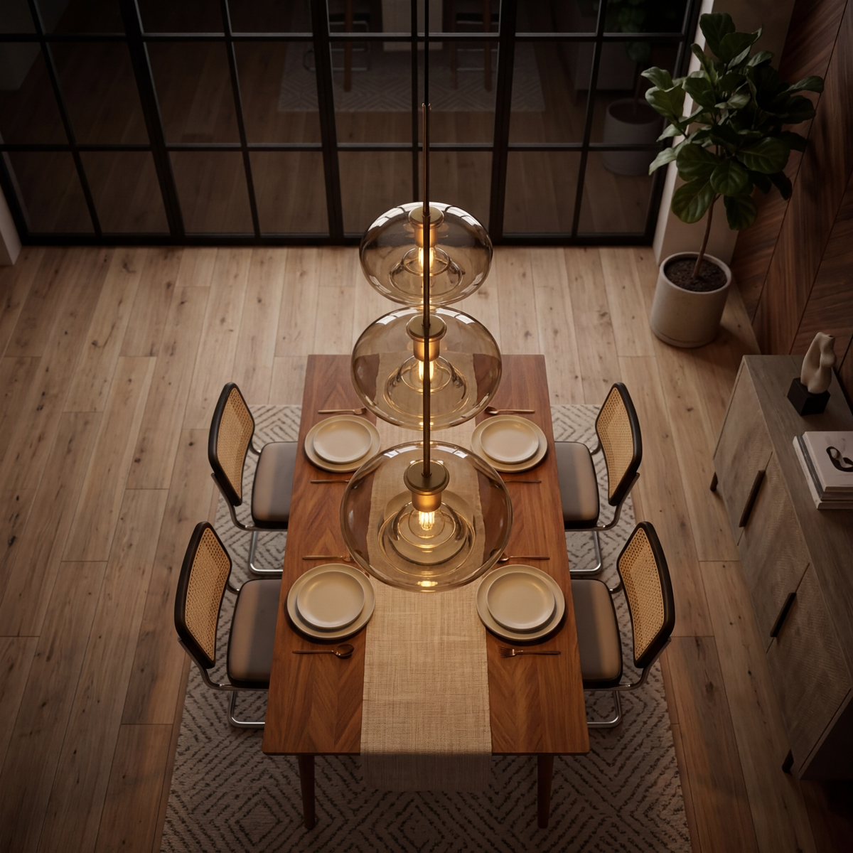 Adjustable Scandinavian Glass Pendant Light