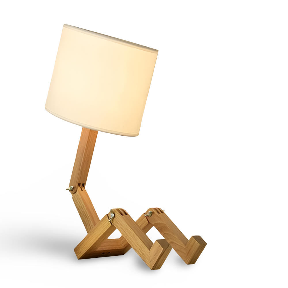 Adjustable wooden desk lamp