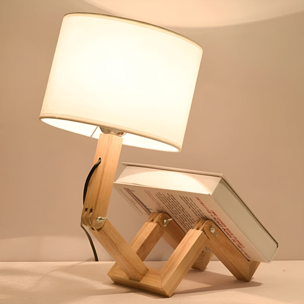 Adjustable wooden desk lamp
