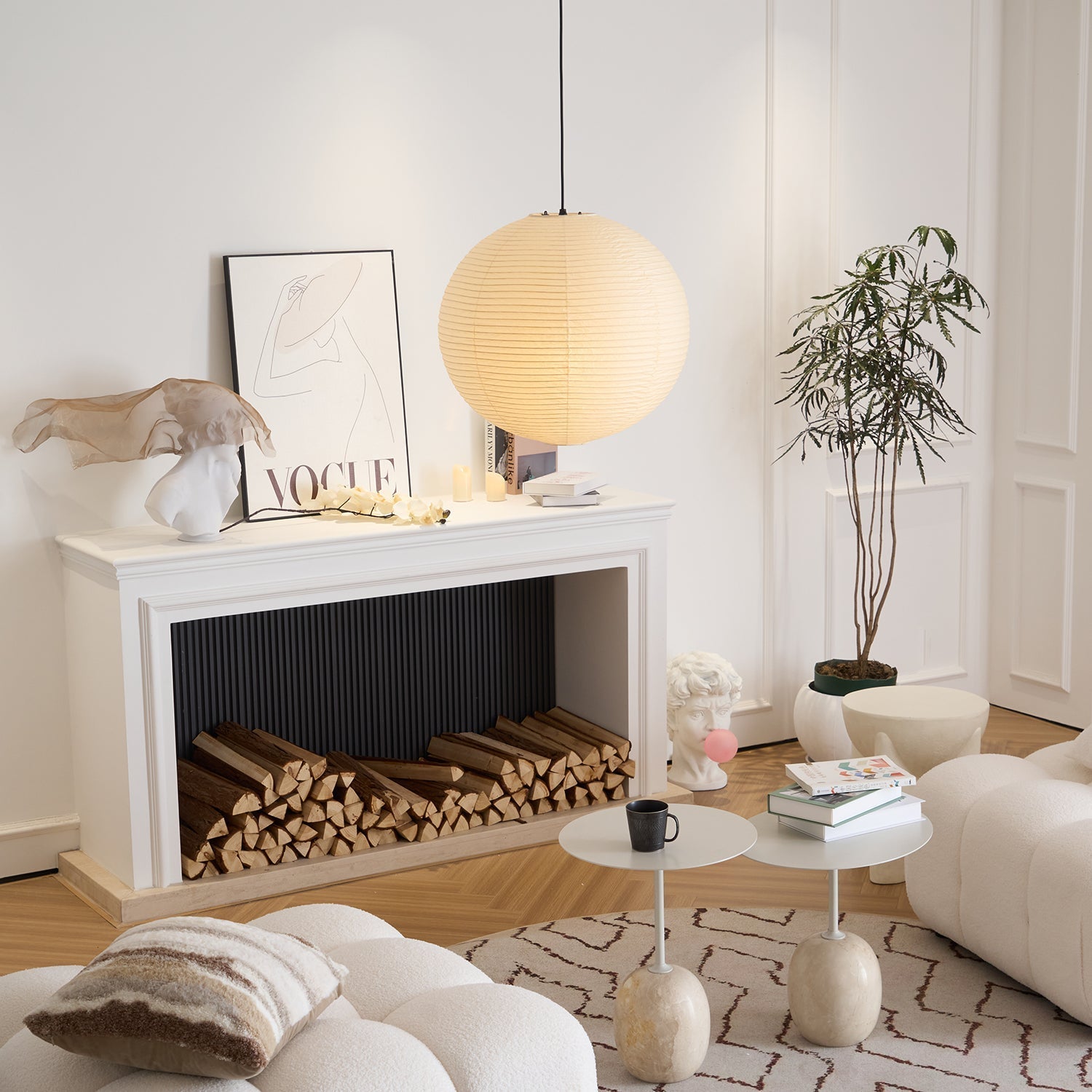 Japanese Inspired Paper Pendant Lamp Soft Ambient Light