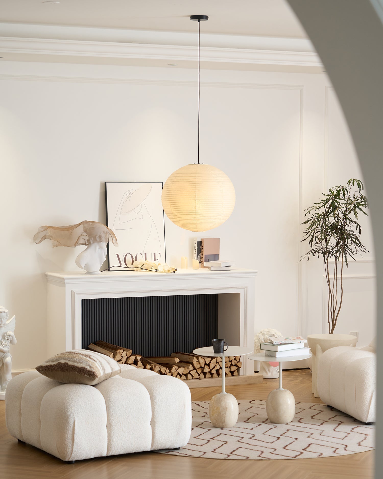 Japanese Inspired Paper Pendant Lamp Soft Ambient Light