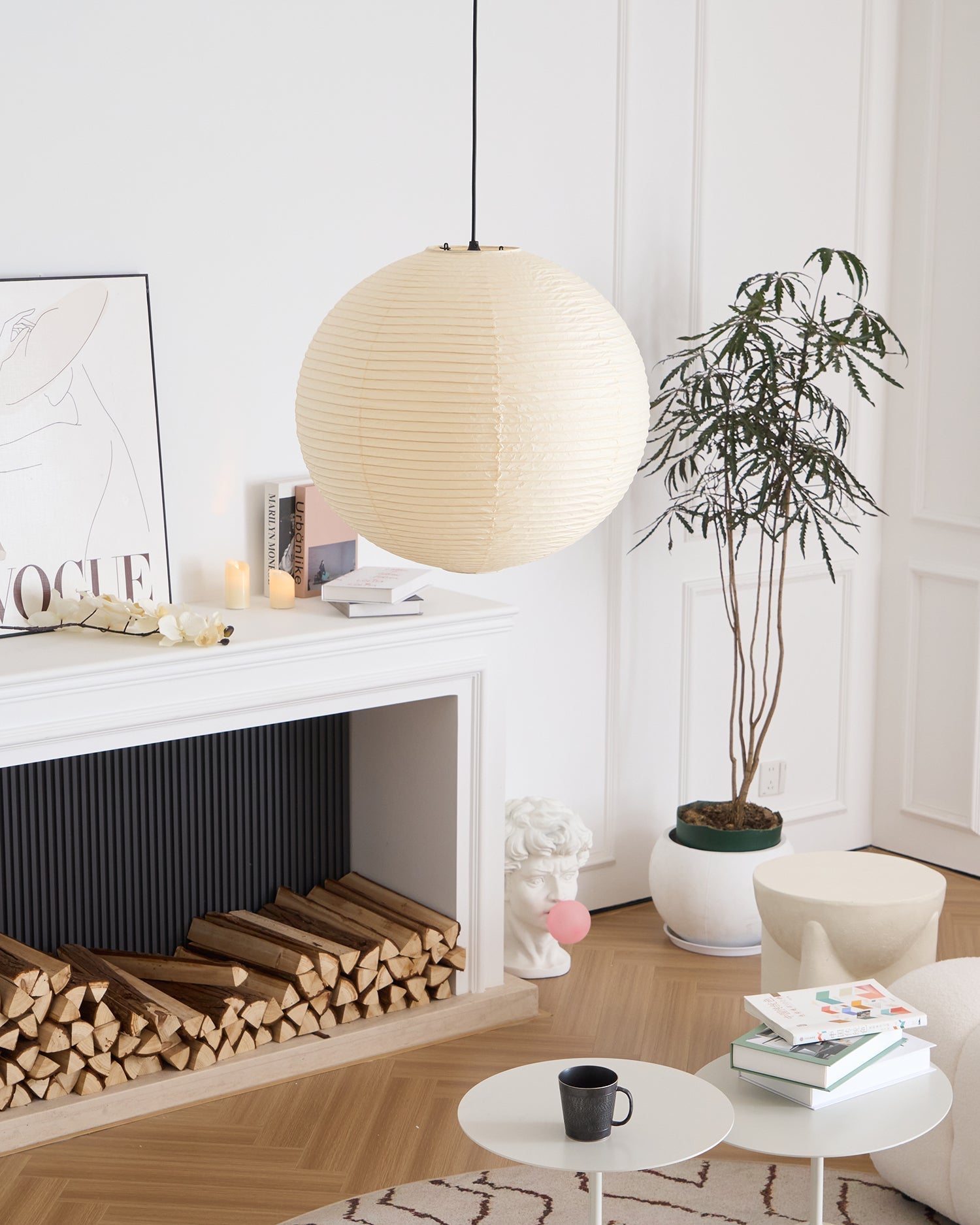 Japanese Inspired Paper Pendant Lamp Soft Ambient Light