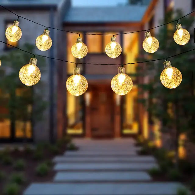 Solar LED Outdoor String Lights with Globe Bulbs